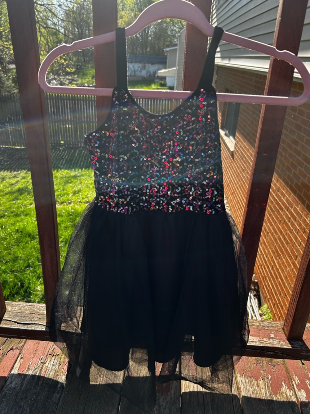 Girls' Black Sequin Tulle Party Dress